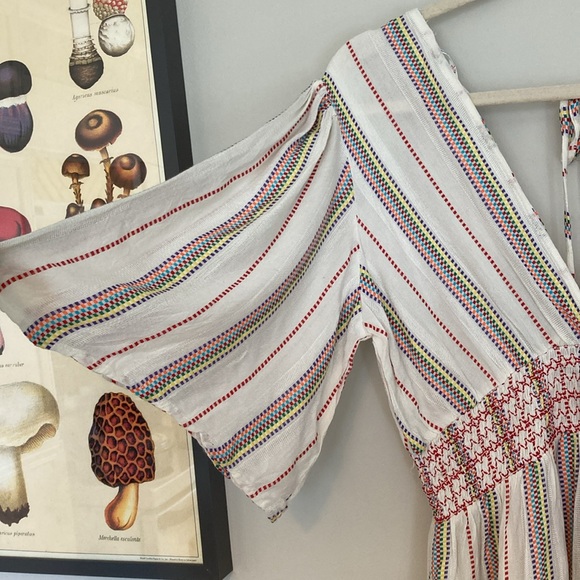 Blue Island Beach Cover Up Size: S Smocked Waist. Open Back with Tie - Picture 6 of 11